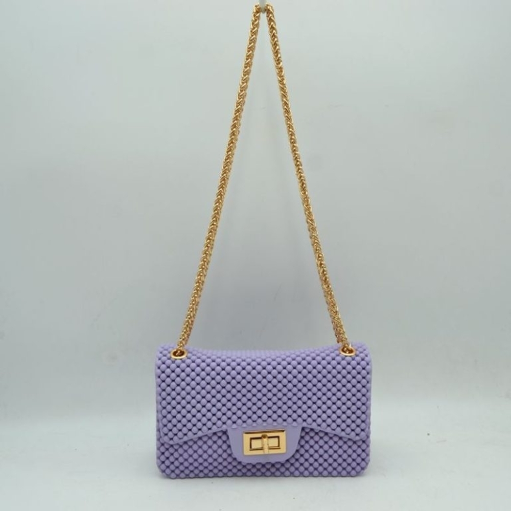 Chic Lavender Crossbody Bag with Gold Chain